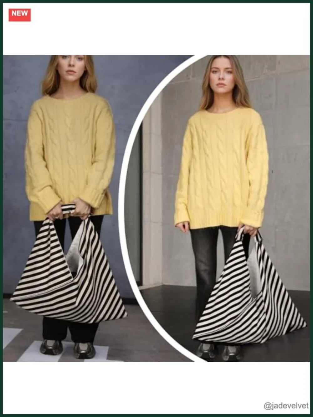 Large Canvas Striped Hobo Bag Work Travel Tote Shoulder Bag
